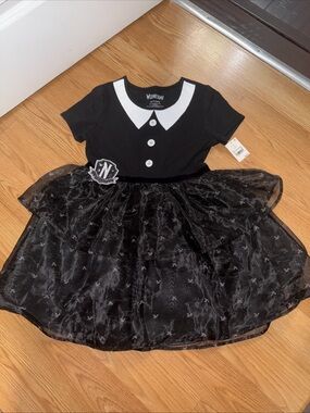 Wednesday Addams Style Black & White Tulle Dress Size L10/12…245